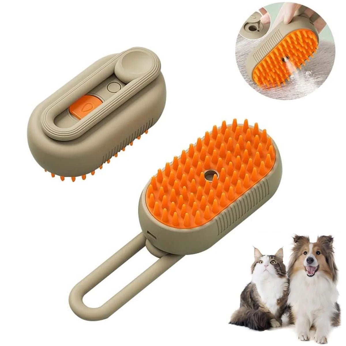 Cat Steam Brush, 3 in 1 Self Cleaning Cat Steamy Pet Brush Steamer Brush for Massage for Removing Tangled and Loosse Hair (2PCS Light Green)